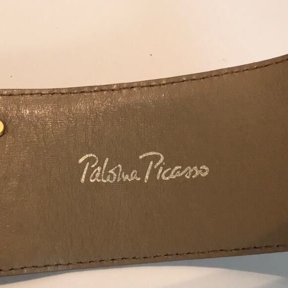 PALOMA PICASSO AUTHENTIC TAUPE WIDE LEATHER BELT - Picture 2 of 4